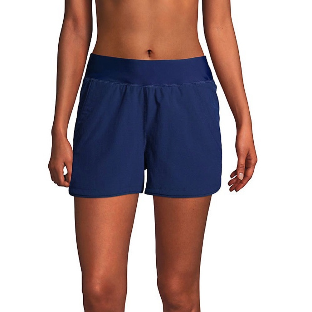 Lands’ End Women's 5" Quick Dry Board Shorts Swim Cover-up Petite 10 NWOT Blue